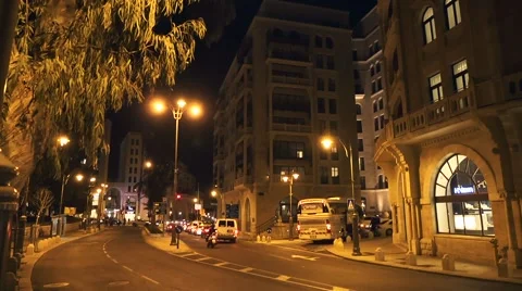 Night streets of Tel Aviv timelaps Stock Footage 59195907