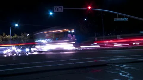 Night streets. time lapse Stock Footage 12576316