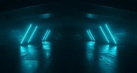 Night Studio BackgroundSci Fi Futuristic Barn Neon Glowing  Lights Cyber Al.. Stock Illustration