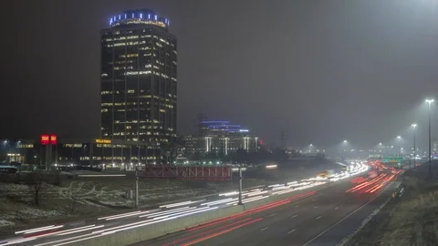 Night Suburban Traffic Timelapse Stock Footage 101216846