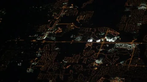 Night Suburbs from Airplane Stock-Footage 10610254
