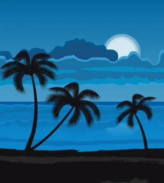 Night summer beach Stock Illustration