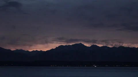 Night Sunset Ocean Mountain Range Video stock 25135849