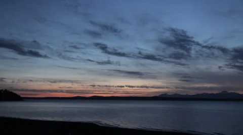 Night Sunset Ocean Mountain Range Video stock 25136489