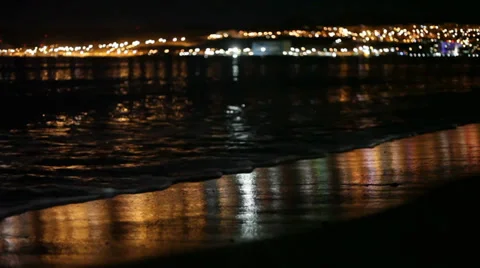Night surf in Eilat Stock Footage 38204186