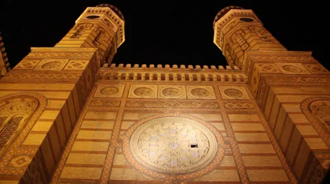 NIGHT SYNAGOGUE 2 LS LOW ANGLE Stock Footage 39412944