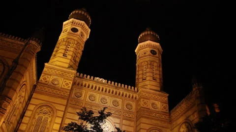 NIGHT SYNAGOGUE BUDAPEST  1 LONGSHOT LOW ANGLE Stock Footage 39412337
