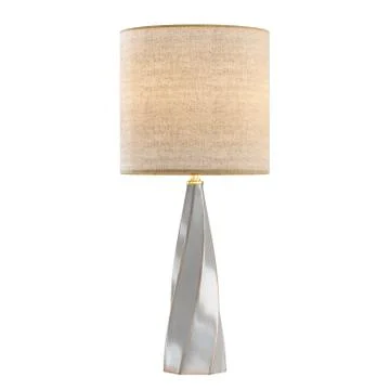 Night table lamp with light lampshade on a white background. 3d rendering Stock Illustration