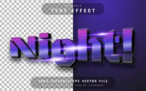 Night text effect editable Stock Illustration