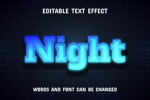 Night text - neon text effect Stock Illustration