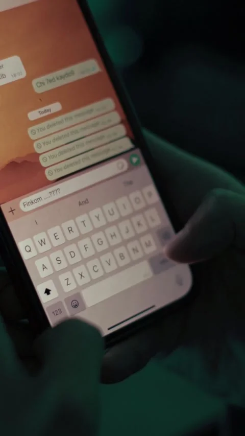 Night Texting on Smartphone Close-Up Stock Footage 309770722