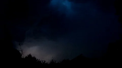 Night thunder with lightning in the countryside Stock Footage 81785546