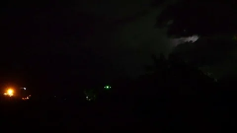 Night thunderstorm, dangerous lightning in storm  Stock Footage 77915621