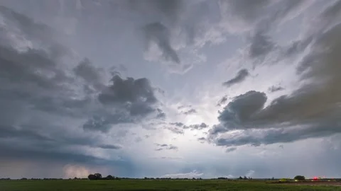 Night Thunderstorm Time-Lapse with Intense Lightning and Rain Shafts Stock Footage 327458724