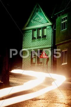 At night in thuringia village, germay Stock Photos