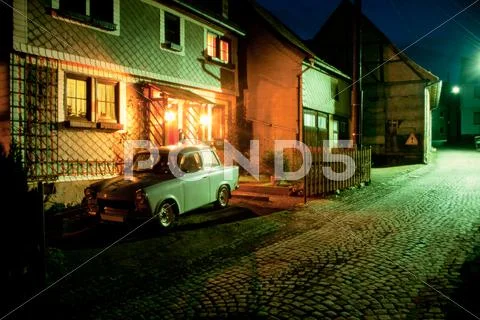 At night in thuringia village, germay Stock Photos