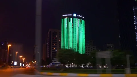 Night time abu dhabi road trip side window panorama 4k uae Видео 75936200
