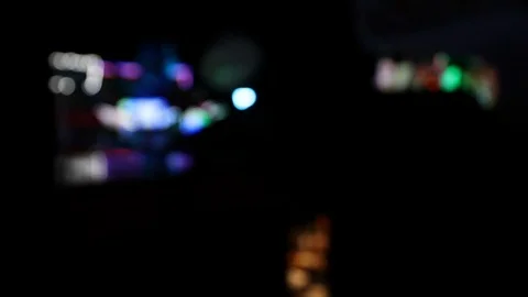 Night time background with blurry lights of carnival attractions Stock Footage 122512562