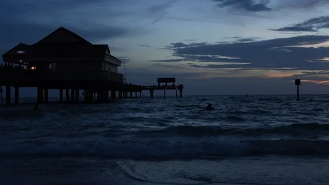Night time at the beach Stock Footage 92000884