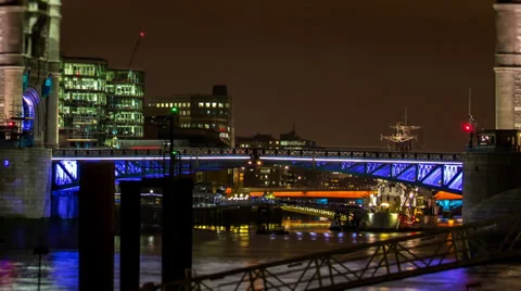 Night time Bridges over the Thames London Stock Footage 39671022