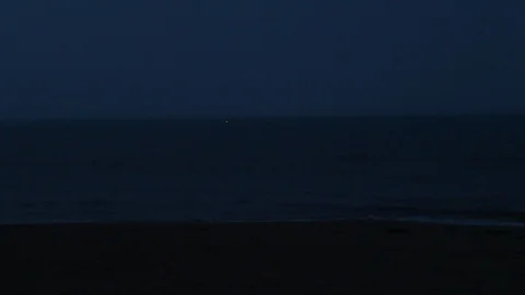 Night Time Cargo Ship Boat On Horizon At Night Stock Footage 106673769