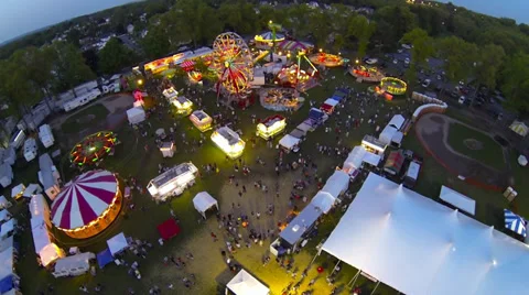 Night-time Carnival Flyover at Kielbasa Fest (4) [Aerial] Stock Footage 39911566