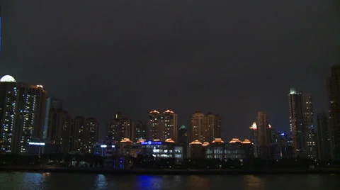 Night time city centre from river Stock Footage 37889663