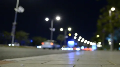 Night time in the city. Out of focus with blurry. unfocused city lights. traffic Видео 109405398