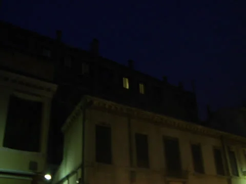 Night time courtyard with dark sky pan down Venice Italy Winter Night Italian Stock Footage 22747852