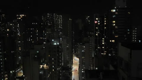 Night Time Details of City Buildings in a Big City 4K Video Stock Footage 295661663