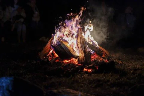 Night time fire pit Stock Photos