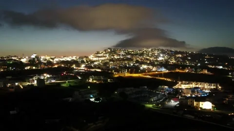 Night Time Hyperlapse of Caldera in Santorini Greece  Stock Footage 237932407