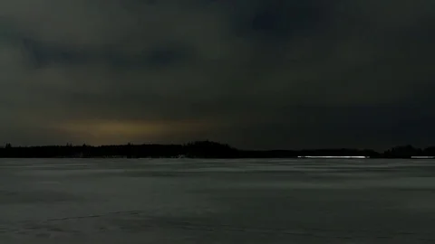 Night-time ice sailing lights time-lapse shot Stock Footage 71379785
