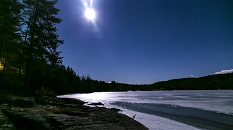 Night time by the lake Stock Footage 62019412