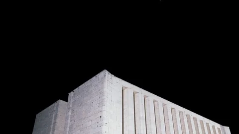 Night Time Lapse, Ara Pacis Mundi monument in Medea. First World War Stock Footage 117347504