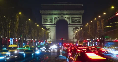 A night time-lapse at  Arc de triomphe de l'Étoile Stock Footage 144674735