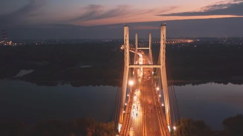 Night time lapse of busy bridge with traffic Video stock 99061540