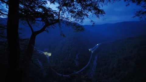 Night Time Lapse at Buzzards Roost Overlook in the Great Smoky Mountains at Dusk Stock Footage 98864754