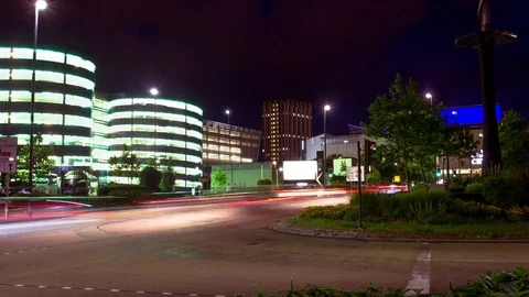 Night Time Lapse of Cabot Circus Car Park Stock Footage 85032269