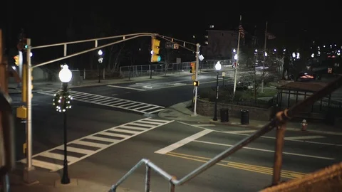 Night Time-Lapse of Cars at Intersection Stock Footage