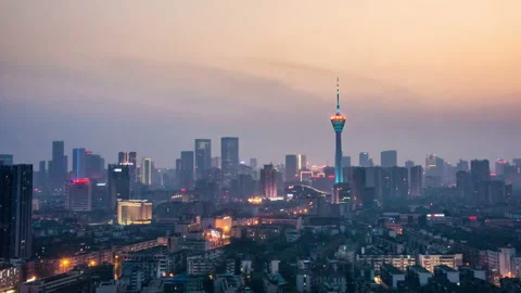 Night time-lapse of Chengdu TV Tower, Sichuan Province, China Stock Footage 205071998