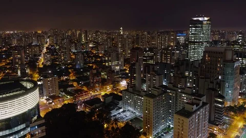 Night time Lapse City San Paolo (Sau Paulo) Brazil 4K Stock Footage