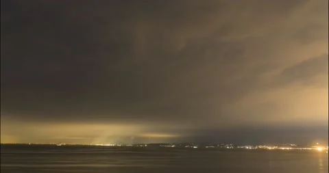 Night time lapse of clouds moving over Adriatic Sea Stock Footage 160543098