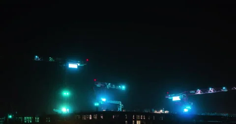 Night time-lapse crane view Stock Footage 131261151