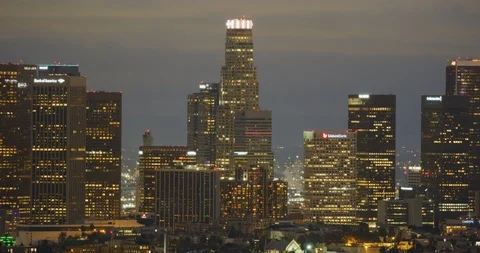 Night time-lapse of DTLA from Griffith Park in Los Angeles, California Stock Footage 115944427