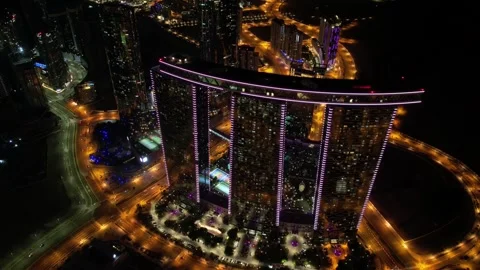 Night time lapse gate tower reem island circle Stock Footage 255914874
