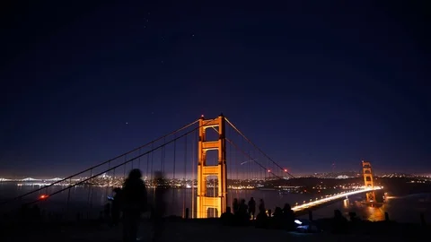 Night Time-Lapse of Golden Gate Bridge Stock Footage 71330033