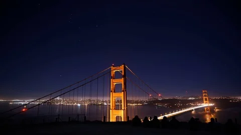 Night Time Lapse of Golden Gate Bridge Stock Footage 77695908