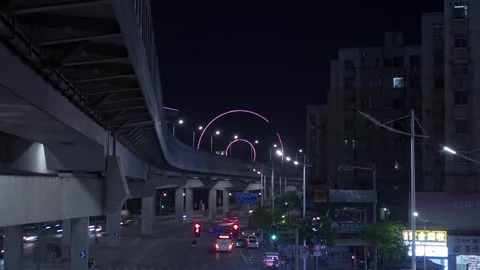 Night Time Lapse of Guangzhou Circle Building, 4K Stock-Footage 333050550