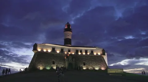 Night Time Lapse at  the light house  Farol da Barra in salvador Stock Footage 50426707
